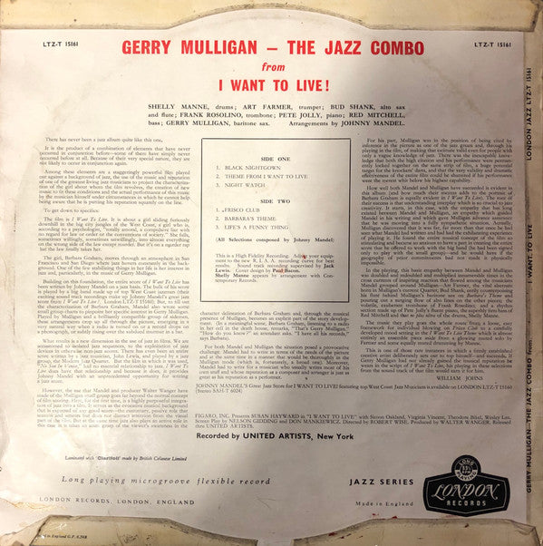Gerry Mulligan ~ The Jazz Combo From "I Want To Live!" (Vinyl) - Djungel & Jazz