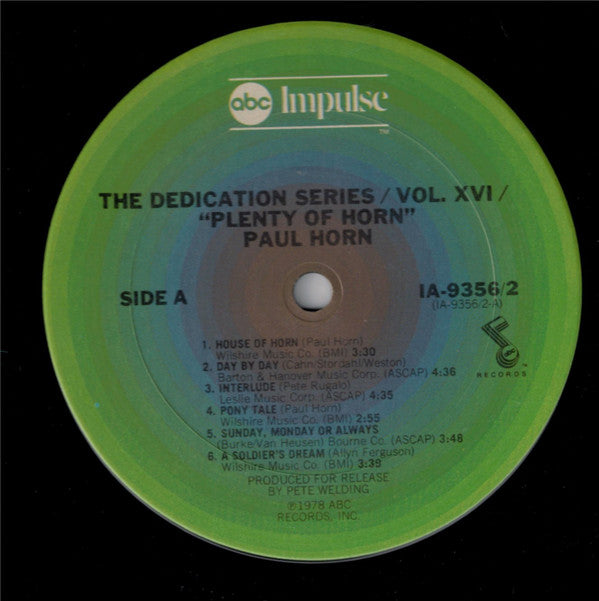 Paul Horn ~ Plenty Of Horn (Vinyl) - Djungel & Jazz