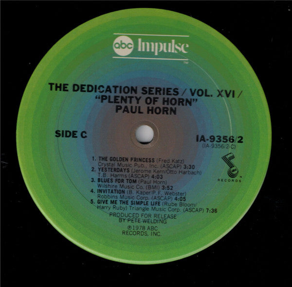 Paul Horn ~ Plenty Of Horn (Vinyl) - Djungel & Jazz