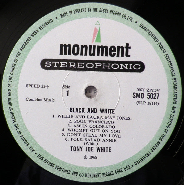 Tony Joe White ~ Black And White (Vinyl) - Djungel & Jazz