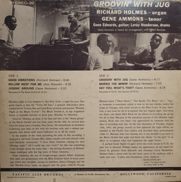Richard "Groove" Holmes & Gene Ammons ~ Groovin' With Jug (Vinyl) - Djungel & Jazz