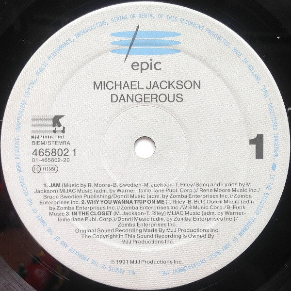 Michael Jackson : Dangerous (2xLP, Album)