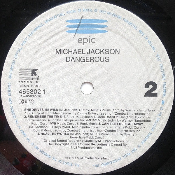 Michael Jackson : Dangerous (2xLP, Album)