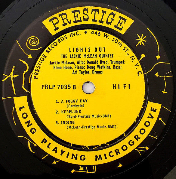 The Jackie McLean Quintet With Donald Byrd And Elmo Hope ~ Lights Out! (Vinyl) - Djungel & Jazz