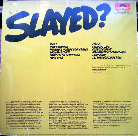 Slade : Slayed? (LP, Album, Ger)