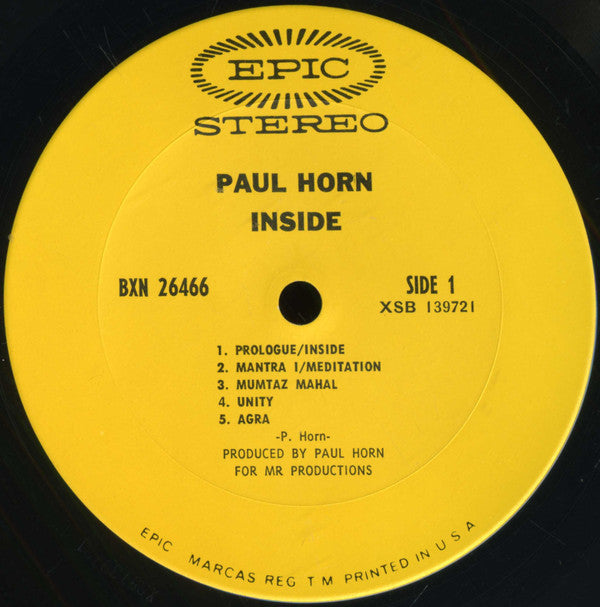 Paul Horn ~ Inside (Vinyl) - Djungel & Jazz