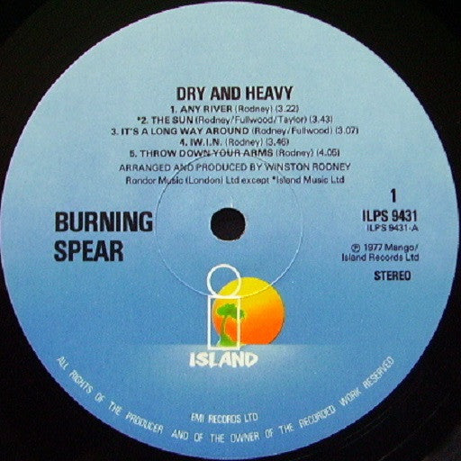 Burning Spear : Dry & Heavy (LP, Album, RP)