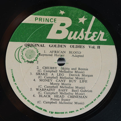 Prince Buster : Prince Buster Record Shack Presents The Original Golden Oldies Vol. 2 (LP, Comp, RE)