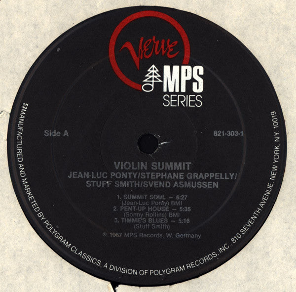 Stuff Smith, Stéphane Grappelli, Svend Asmussen, Jean-Luc Ponty ~ Violin-Summit (Vinyl) - Djungel & Jazz