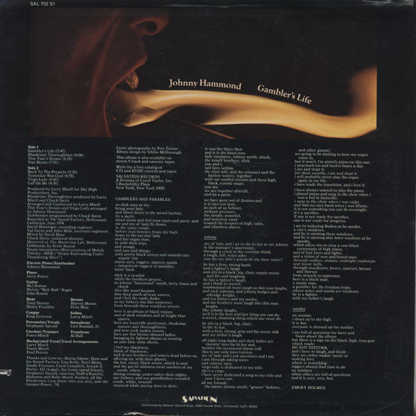 Johnny Hammond : Gambler's Life (LP, Album, Ter)