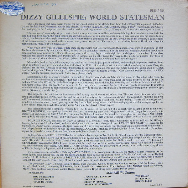 Dizzy Gillespie ~ World Statesman (Vinyl) - Djungel & Jazz