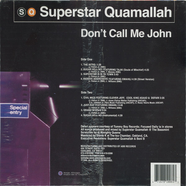 Superstar Quamallah ~ Don't Call Me John (Vinyl) - Djungel & Jazz