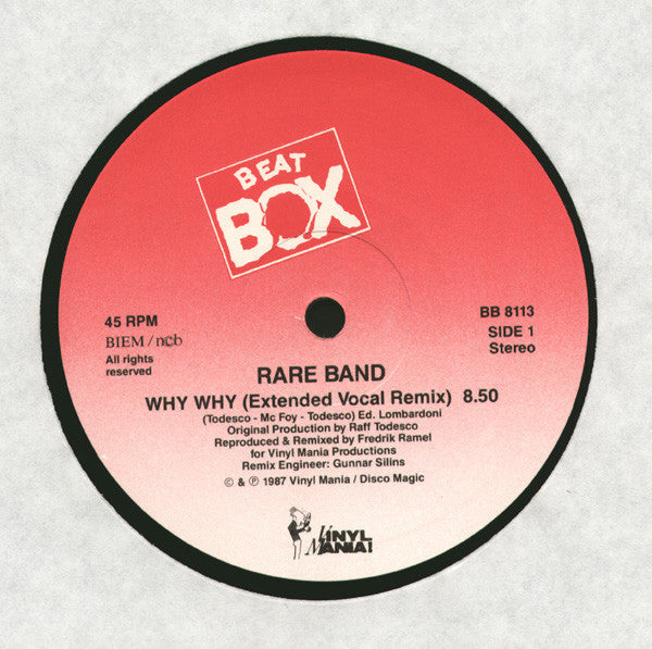 Rare Band ~ Why Why (A Swedish Beat Box Remix) (Vinyl) - Djungel & Jazz