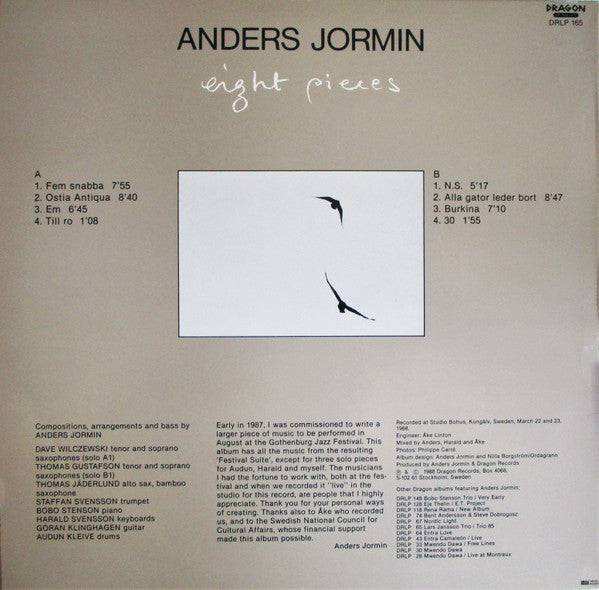 Anders Jormin ~ Eight Pieces (Vinyl) - Djungel & Jazz