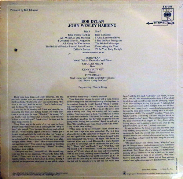 Bob Dylan ~ John Wesley Harding (Vinyl) - Djungel & Jazz