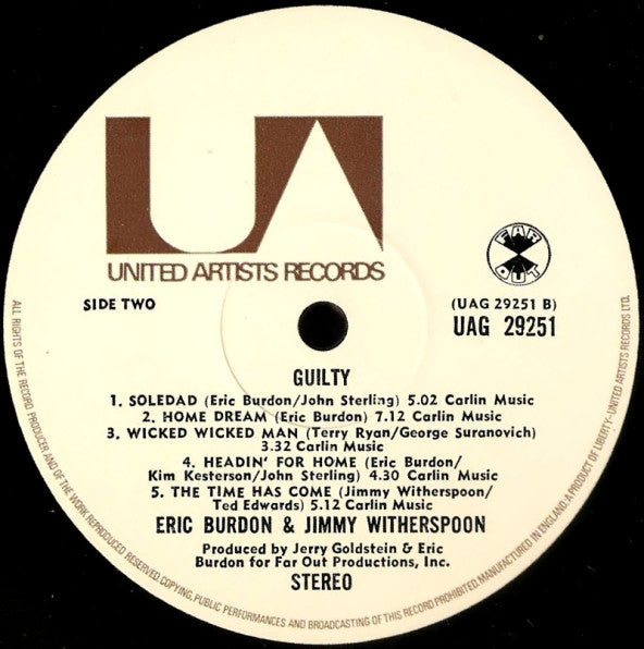 Eric Burdon & Jimmy Witherspoon ~ Guilty! (Vinyl) - Djungel & Jazz