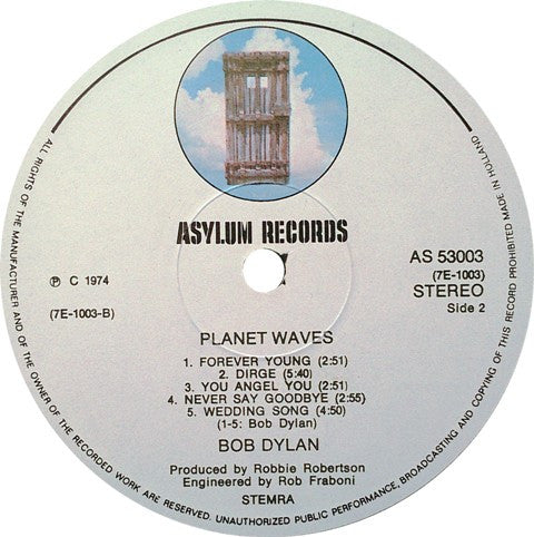 Bob Dylan ~ Planet Waves (Vinyl) - Djungel & Jazz