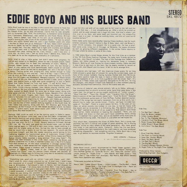 Eddie Boyd And His Blues Band Featuring Peter Green ~ Eddie Boyd And His Blues Band (Vinyl) - Djungel & Jazz