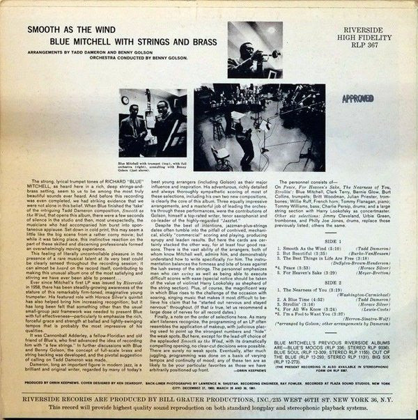 Blue Mitchell With Strings And Brass ~ Smooth As The Wind (Vinyl) - Djungel & Jazz