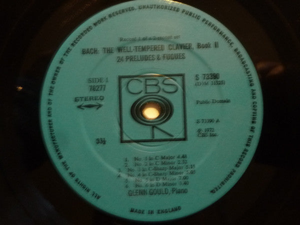Glenn Gould / Johann Sebastian Bach ~ The Well-Tempered Clavier, Book II (Preludes And Fugues 1–24) (Vinyl) - Djungel & Jazz