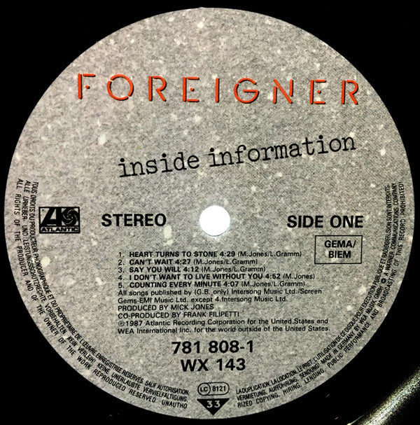 Foreigner ~ Inside Information (Vinyl) - Djungel & Jazz