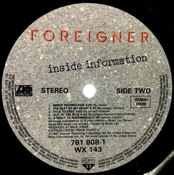 Foreigner ~ Inside Information (Vinyl) - Djungel & Jazz