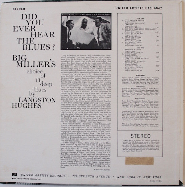Big Miller ~ Did You Ever Hear The Blues? (Vinyl) - Djungel & Jazz