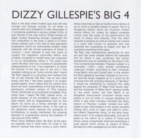 Dizzy Gillespie's Big 4 ~ Dizzy Gillespie's Big 4 (Vinyl) - Djungel & Jazz