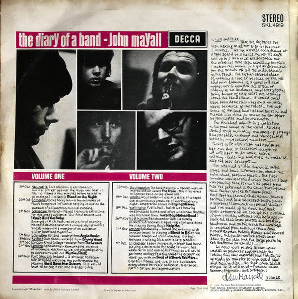 John Mayall ~ The Diary Of A Band Volume Two (Vinyl) - Djungel & Jazz