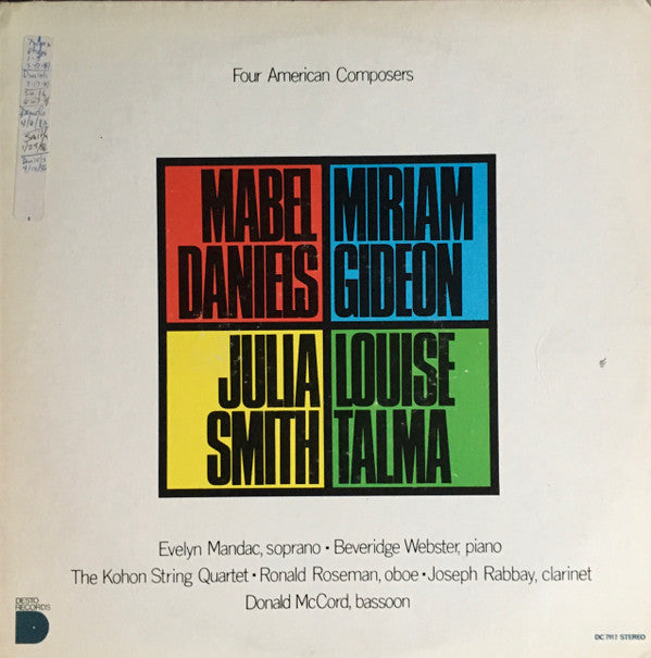 Mabel Daniels / Miriam Gideon / Julia Smith / Louise Talma ~ Four American Composers (Vinyl) - Djungel & Jazz