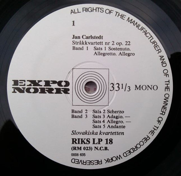 Jan Carlstedt / Sven-Erik Bäck / Lars Johan Werle ~ Stråkkvartett Nr. 2 Op. 22 / Favola / Pentagram (Vinyl) - Djungel & Jazz