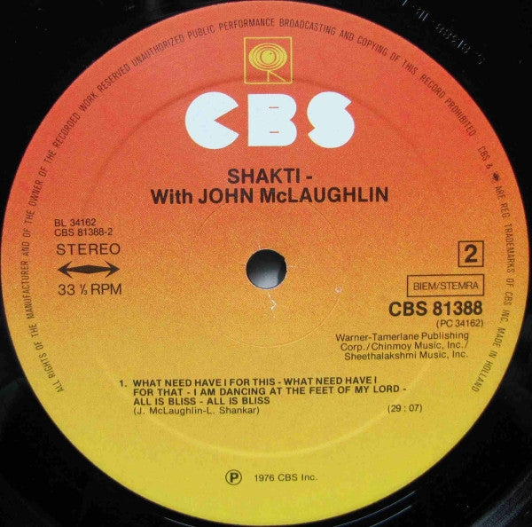 Shakti With John McLaughlin ~ Shakti With John McLaughlin (Vinyl) - Djungel & Jazz