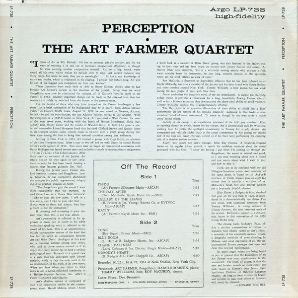 The Art Farmer Quartet ~ Perception (Vinyl) - Djungel & Jazz