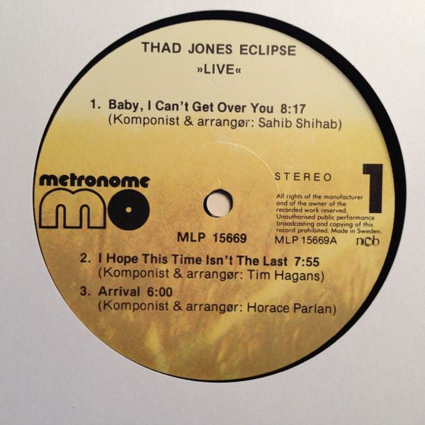 Thad Jones Eclipse ~ Live (Vinyl) - Djungel & Jazz