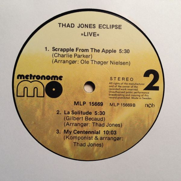 Thad Jones Eclipse : Live (LP)