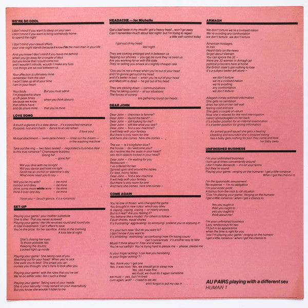 Au Pairs ~ Playing With A Different Sex (Vinyl) - Djungel & Jazz