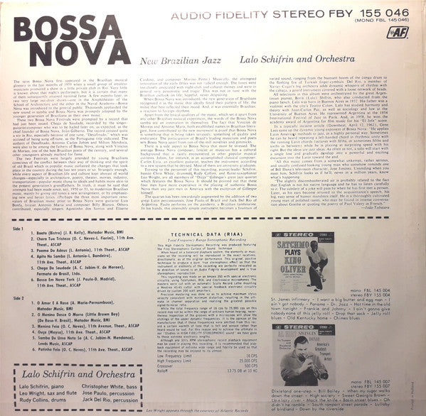 Lalo Schifrin & Orchestra ~ Bossa Nova (A New Sound In Jazz) (Vinyl) - Djungel & Jazz