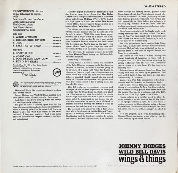 Johnny Hodges & Wild Bill Davis ~ Wings And Things (Vinyl) - Djungel & Jazz