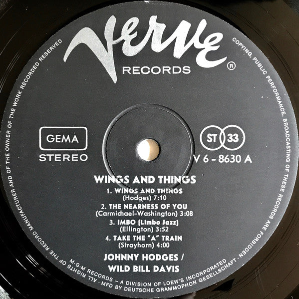 Johnny Hodges & Wild Bill Davis ~ Wings And Things (Vinyl) - Djungel & Jazz
