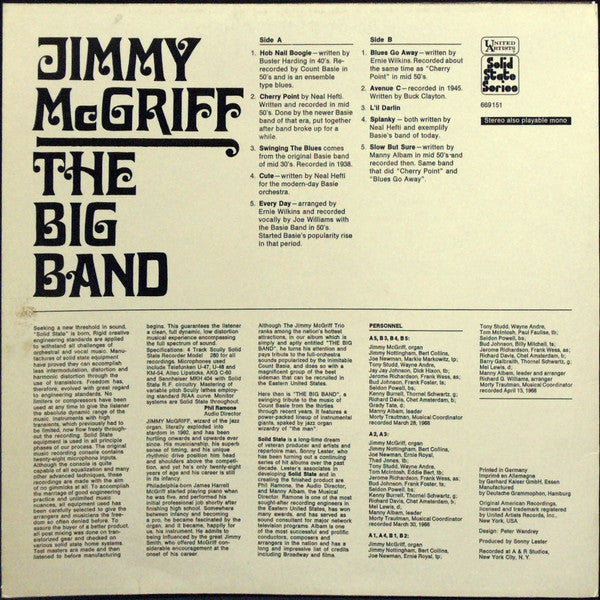 Jimmy McGriff ~ The Big Band (Vinyl) - Djungel & Jazz
