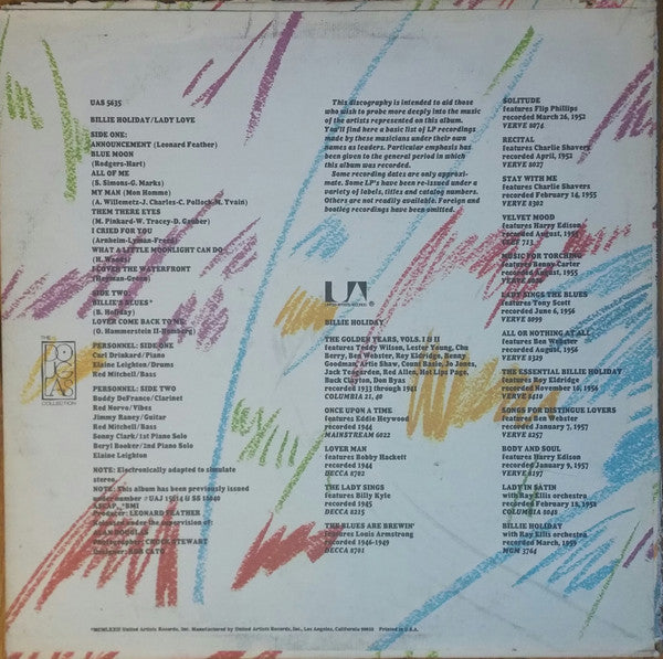 Billie Holiday ~ Lady Love (Vinyl) - Djungel & Jazz