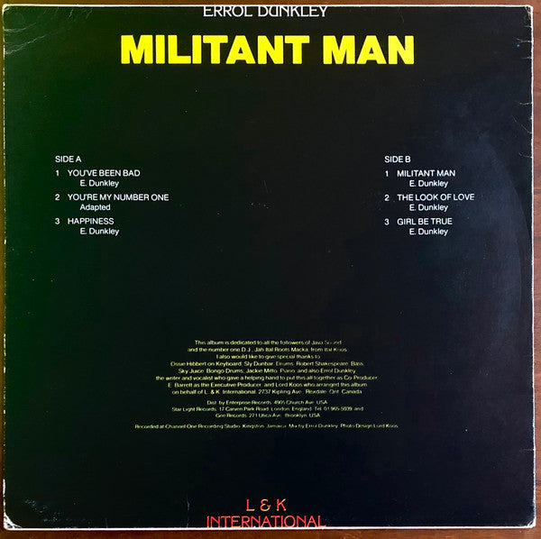 Errol Dunkley : Militant Man (LP, Album)