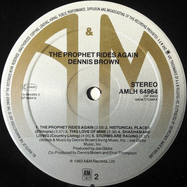 Dennis Brown : The Prophet Rides Again (LP, Album)