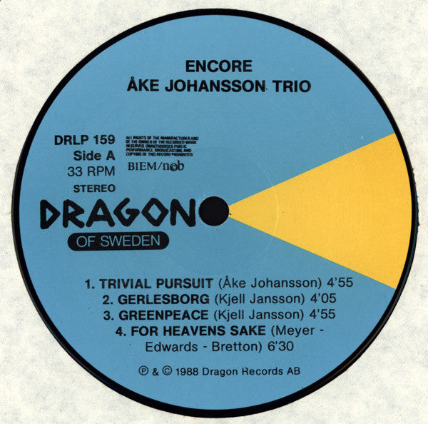 Åke Johansson Trio : Encore (LP, Album)