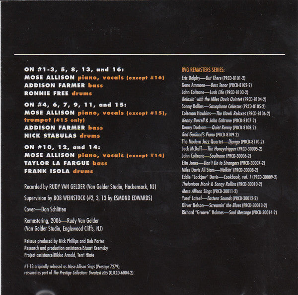 Mose Allison ~ Mose Allison Sings (Vinyl) - Djungel & Jazz