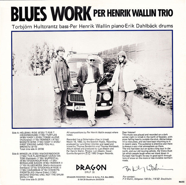 Per Henrik Wallin Trio ~ Blues Work (Vinyl) - Djungel & Jazz