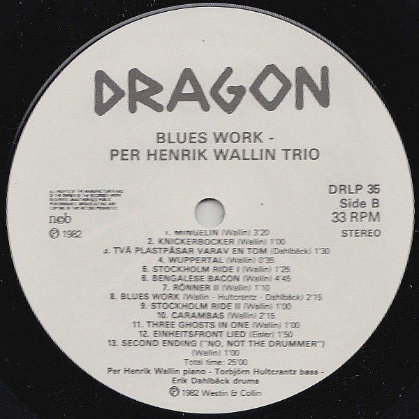 Per Henrik Wallin Trio : Blues Work (LP)
