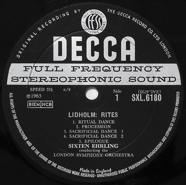 Ingvar Lidholm / Hilding Rosenberg / Karl-Birger Blomdahl, Sixten Ehrling, London Symphony Orchestra, Hans Leygraf ~ Rites / Marionettes / Chamber Concerto (Vinyl) - Djungel & Jazz