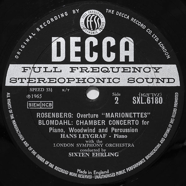 Ingvar Lidholm / Hilding Rosenberg / Karl-Birger Blomdahl, Sixten Ehrling, London Symphony Orchestra, Hans Leygraf ~ Rites / Marionettes / Chamber Concerto (Vinyl) - Djungel & Jazz