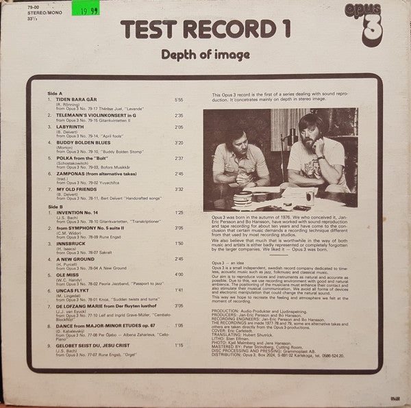 Various : Test Record 1 (Depth Of Image) (LP, Comp)